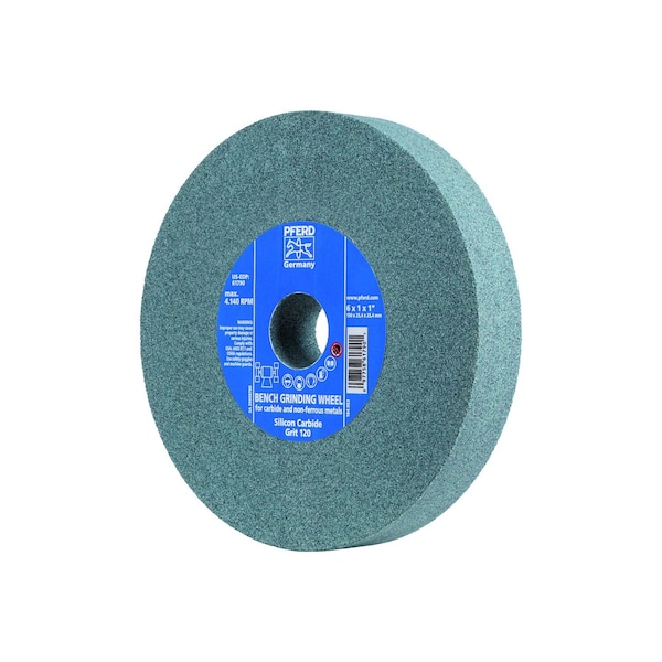 Pferd 6" x 1" Vitrified Bench Wheel - 1" A.H., Silicon Carbide, 120 Grit 61790 - main